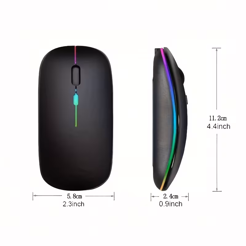 Souris/Mouse optique portable ultra-mince sans fil LED rechargeable 2.4G+BT silencieux, sans fil